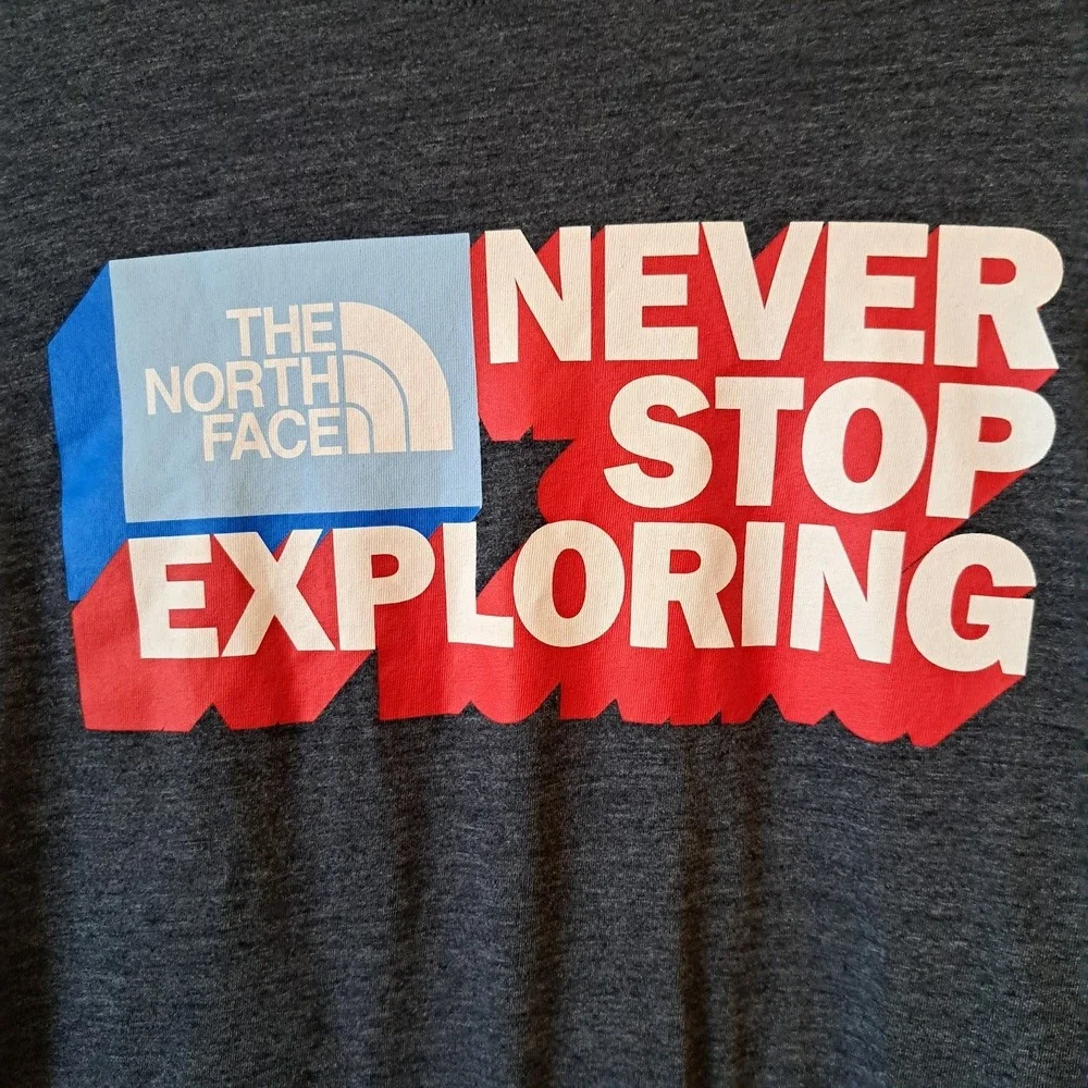 The North Face Mens Never Stop Exploring Graphic T-Shirt Charcoal Grey Large